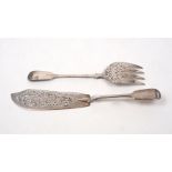 A pair of Victorian silver fish servers, London, c.1855, Chawner & Co., the fiddle pattern stems