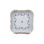 A Herend porcelain square dish, late 20th century, printed mark, with reticulated sides, the