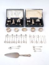 Two cased silver condiment sets by Mappin & Webb, Sheffield, 1969, the spoons in both sets are