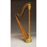 A maple and gilt framed lever harp by Sebastian Erard, mid-19th century, the fluted column with gilt