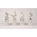A set of four Nymphenburg white glazed figures personifying the Seasons, mid-19th century, impressed