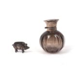 An Edwardian novelty silver pig pin cushion, Chester, 1908, Adie & Lovekin, realistically modelled