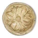 A Tibetan pottery floral mould, 17th century, partially covered in a straw glaze, 12cm