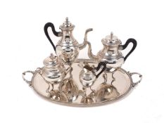 A 19th century French silver plated coffee service comprising coffee pot, tea pot, sugar, milk jug