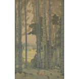 Hiroshi Yoshida, Japanese 1876-1950, Bamboo Forest, ca. 1939, woodblock print in colours, signed