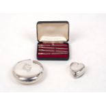 A cased set of four bridge pencils, stamped sterling silver, each with engine turned stem to squared
