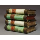 Four large green suede and brass bound ledgers, 'By Roux, Grand Livre', early 20th century, each
