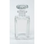 A Val St Lambert glass decanter and stopper, of square form, etched signature to base, 22.5cm high