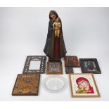 A quantity of religious ephemera, 20th century and later, to include a French plaster statue of