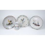 Three French Revolutionary faience plates, including an example with painted interior featuring a