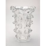 A modern Italian glass vase, with wavy rim and irregular knopped body, 33cm highPlease refer to