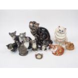 A group of ceramic cats by Studio Six of Fulham, to include; a large glazed seated cat titled