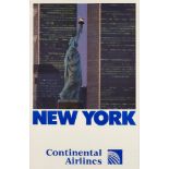 Continental Airlines, American 20th Century- New York, 1991; offset lithographic poster in colours