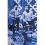 Peruvian School, mid-late 20th century- Los Saicos; digital print in blue, 77 x 51 cm Please refer