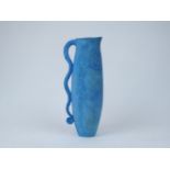 A Nancy Angus studio pottery vase, 20th century, hand-built stoneware with matt blue glaze and