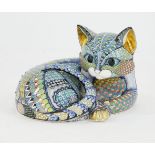 A David Burnham Smith pottery cat, porcelain, dated 2013, artist's painted monogram to base, 17cm