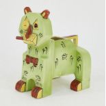 A Louis Wain 'Lucky Futuristic' cat form pottery spill vase, depicted in cubist outline painted with