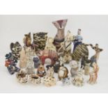 A collection of hand-built pottery cats, of varying makers and designs, tallest 27cm high (lot)