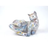 Helge Christoffersen (Danish, 1925-1965), a tin-glazed earthenware cat, polychrome decorated with