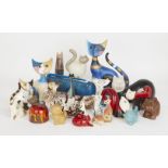 A collection of assorted pottery cats, to include; three R. Wachtmeister for Goebel, tallest 29cm