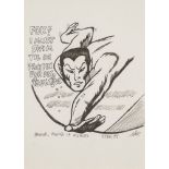 Cherman Quino, Peruvian b.1969- Namor Prince Of Atlantis, 2014; ink on card, signed, embossed with