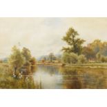 Francis Joseph Wiggs Kinnaird, British 1875-1915- Tranquil river landscape; watercolour, signed,