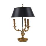 A modern lacquered brass bouillotte lamp, with dished base, 54cm high It is the buyer's