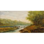 British School, late 19th century- River landscape; oil on board, 16.5 x 30 cm Please refer to