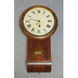 A mahogany cased drop dial clock, early 20th Century, the painted dial with Roman numerals, 77cm
