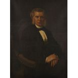 British School, mid/late 19th century- Portrait of a gentleman seated three-quarter length turned to