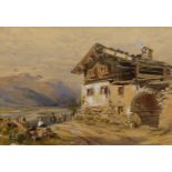 William Wilthieu Fenn, British 1827-1906- Alpine chalet, 1854; watercolour and gouache, signed and