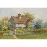 H. Louisa Walford, British exh. 1891-1904- Country cottages, 1915; watercolours, a pair, signed