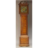 A George III and later mahogany eight day longcase clock, the broken swan neck pediment above