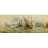 Charles John de Lacy, British 1856-1929- Shipping off the coast, 1894; watercolour, signed and