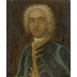 French School, 18th Century- Portrait of a gentleman, quarter-length, turned to the left in a blue