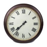 A George VI GPO wall clock, with Roman numerals and mahogany case, electric movement, 56cm
