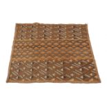 A Shewa textile panel, raffia woven in geometric patterns, 57.5cm x 69cm, together with a smaller