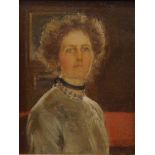 E Sylvia Shaw, British exh. 1899-1924- Portrait of Herself; oil on canvas, signed, bears label on