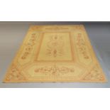 An Aubusson style flatweave rug, late 20th century, with central medallion and floral border, the