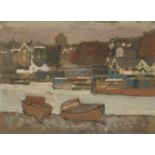 Harry Rutherford, British 1903–1985 - Boats on the river; oil on card, 27.7 x 37.9 cm (ARR) Note: