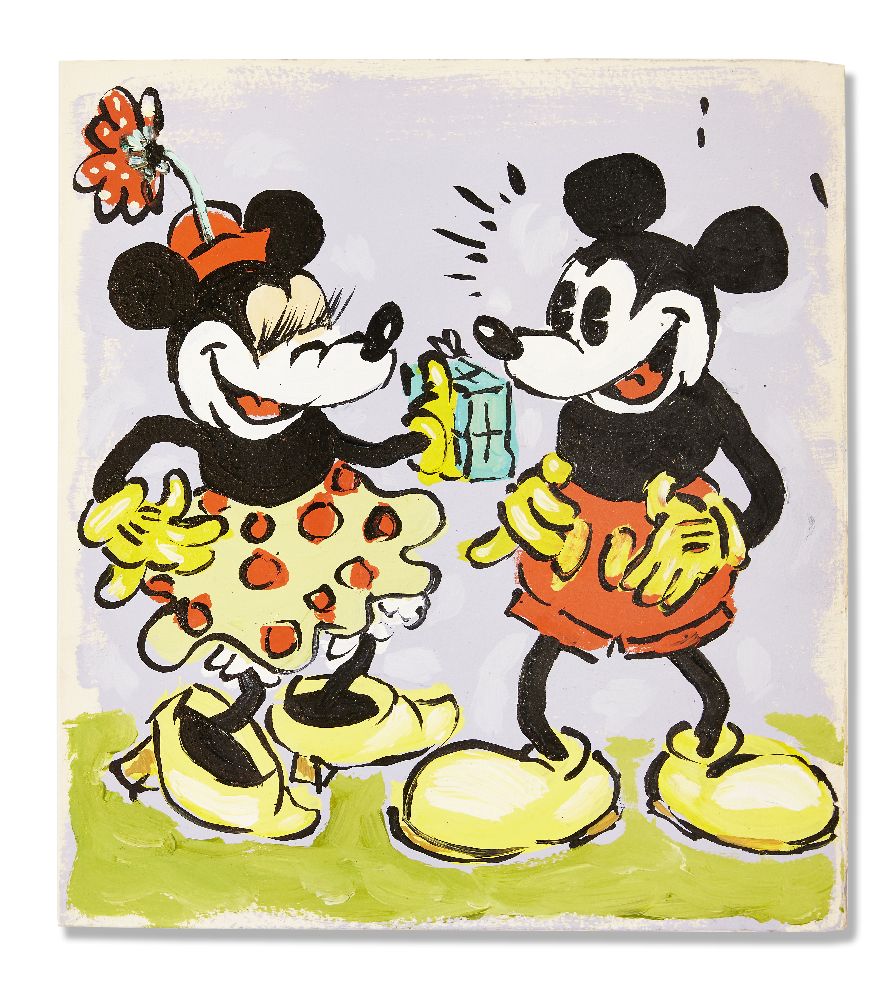 Fiona Rae RA, British b.1963 - Mickey Mouse Christmas Card; acrylic on folded card, inscribed ' - Image 4 of 5