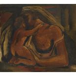 Roland Pym, British 1905-2010 - Mother and Child (with 'Male Portrait Study' on the reverse); oil on