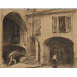 Alexander Graham Munro RSW, Scottish 1903-1985 - Menton, 1926; charcoal on paper, titled and dated