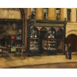 John Vicat Cole RBA ROI, British 1903-1975 - Shop fronts on Bond Street, London; oil on canvas,