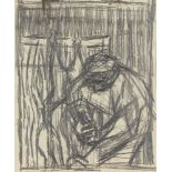 Peter Coker RA, British 1926-2004 - Study for Carcasses on Bench, 1955; pencil and oil on paper,