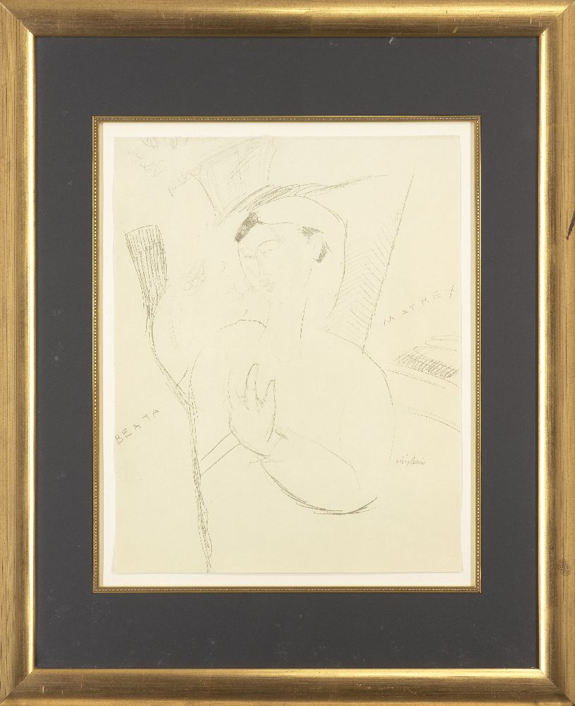 After Amedeo Modigliani, Italian 1884-1920- Beata Matrex, 1959; lithographic facsimile in colours on - Image 2 of 2