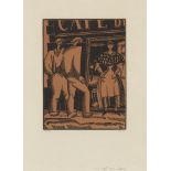 Jean Emile Laboureur, French 1877-1943- Café des Allies [Lugt 1140a], 1920; woodcut in colour on
