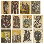 Cecil Skotnes, South African 1926-2009- Untitled; twelve woodcuts in colours on wove, each signed