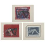 Ivor Abrahams RA, British 1935-2015- Untitled, 1988; three monotypes on wove, each signed and