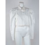 Aje: a white collared cropped jacket, size '8', together with a L'Couture Serenity Lounge cream